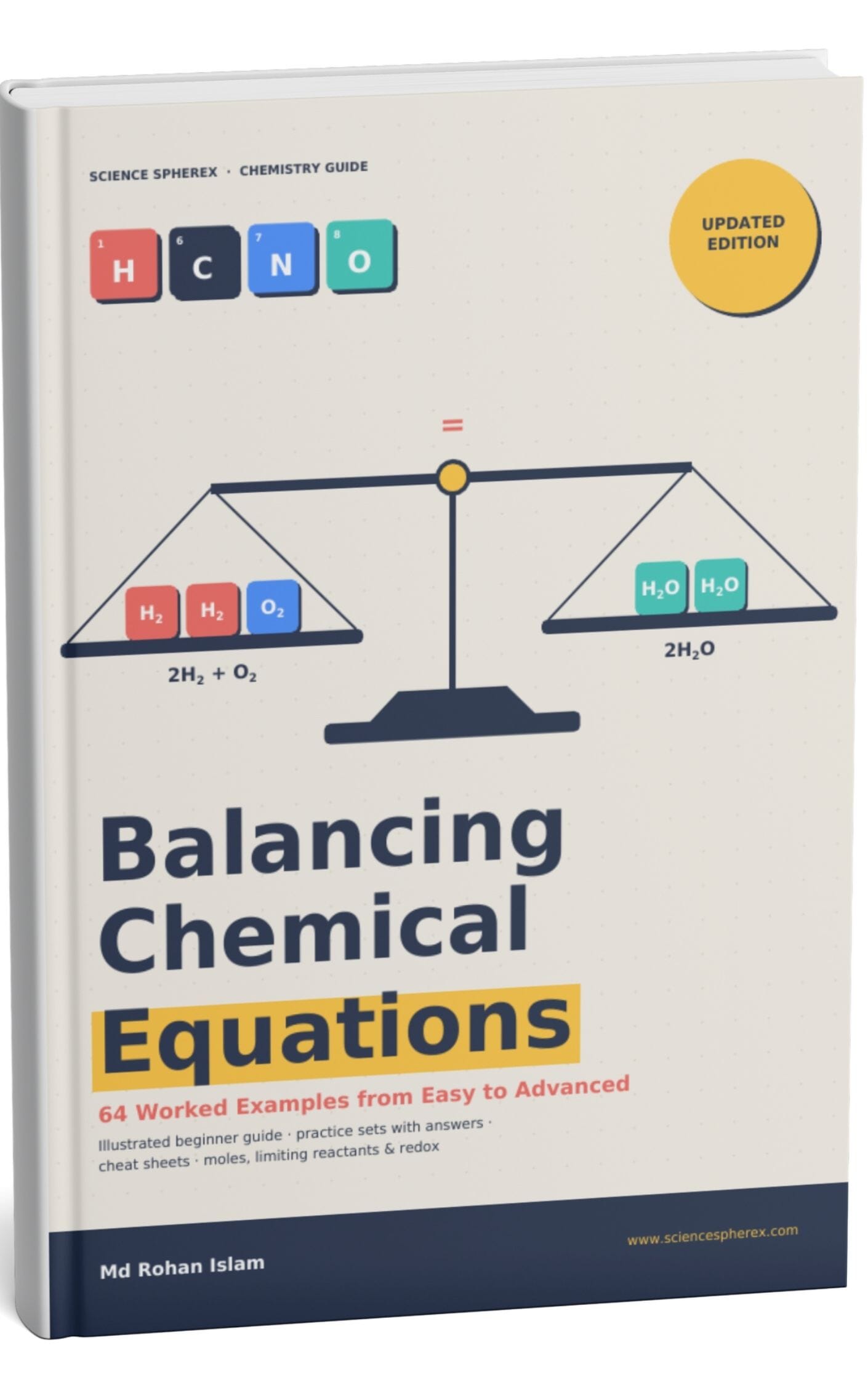 64 Balanced Chemical Equations: A Complete Student-Friendly Guide, book cover