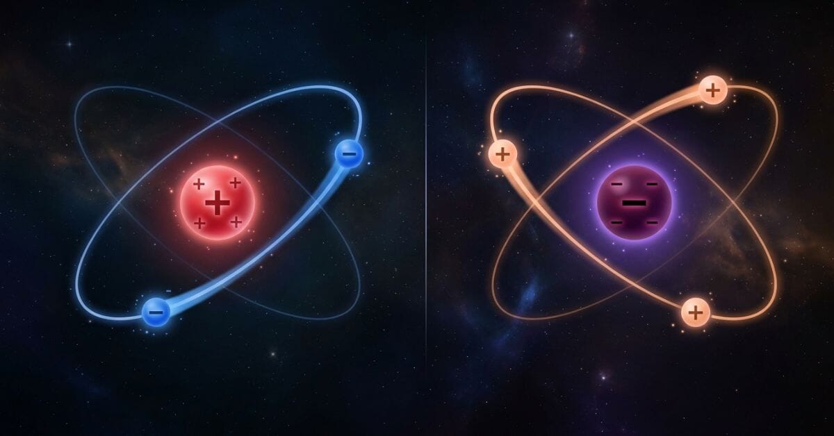 Is antimatter real? Comparison of hydrogen and antihydrogen atoms