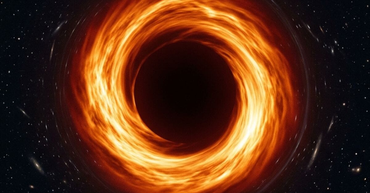M87 black hole image showing the dark central shadow surrounded by a glowing ring of gas