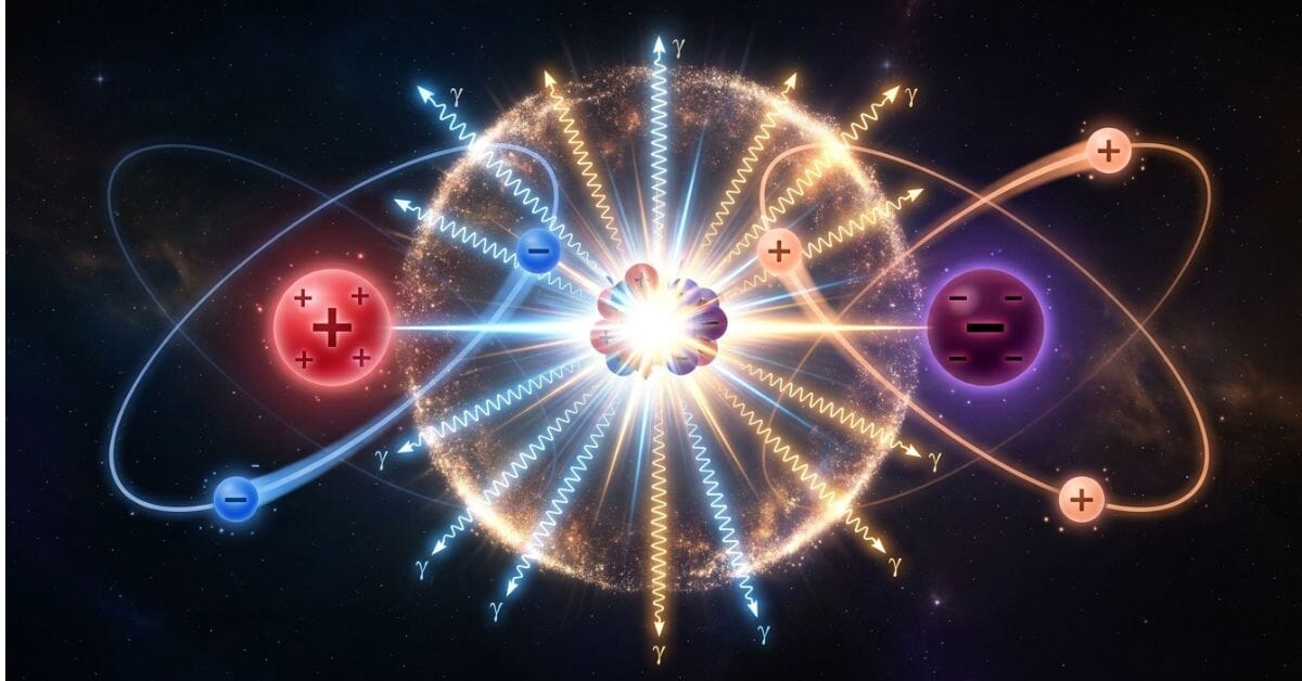 Matter and antimatter annihilation releasing energy and gamma-ray photons