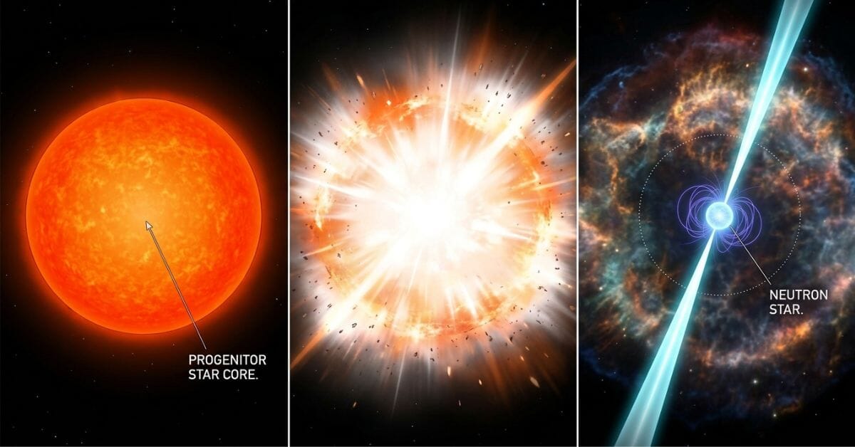 Diagram of a pulsar's radiation beam sweeping past Earth like a rotating lighthouse